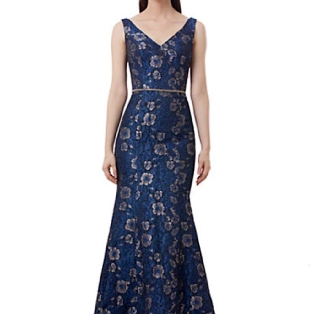 Navy Floral Lace Gown [GREAT FOR PROM]